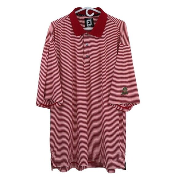 Footjoy Mens XL Ridgeway Country Club Prodry Lisle Red Striped Golf Polo Shirt - Picture 1 of 9